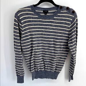 J. Crew Sedona wool linen alpaca blend striped button shoulder knit sweater S